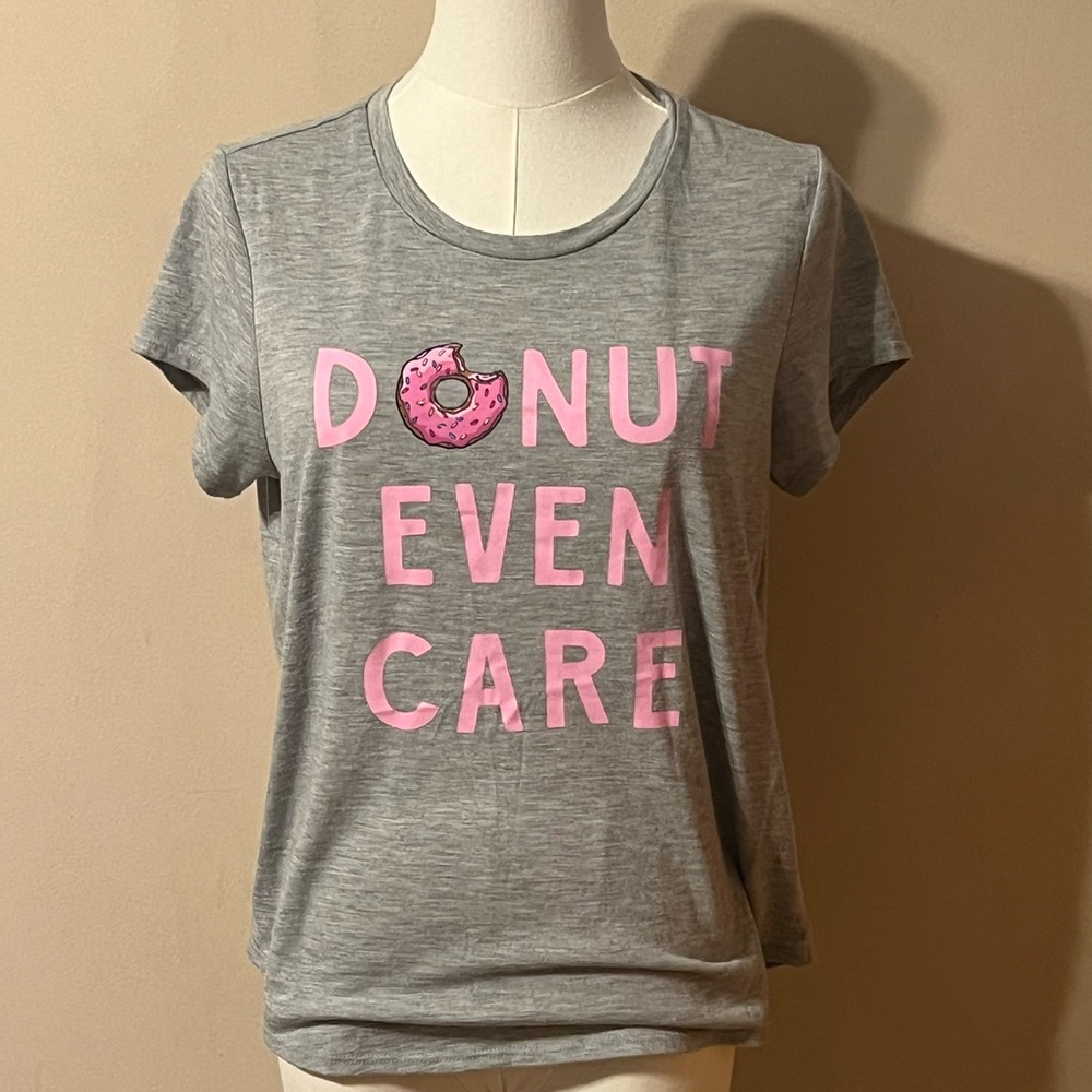 Like New T-Shirt with Pink “Donut Even Care” Graphic